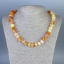 Necklace Botswana Agate orange natural stone faceted rondelle, diameter 11x7.5mm+-, length 50cm+- with clasp