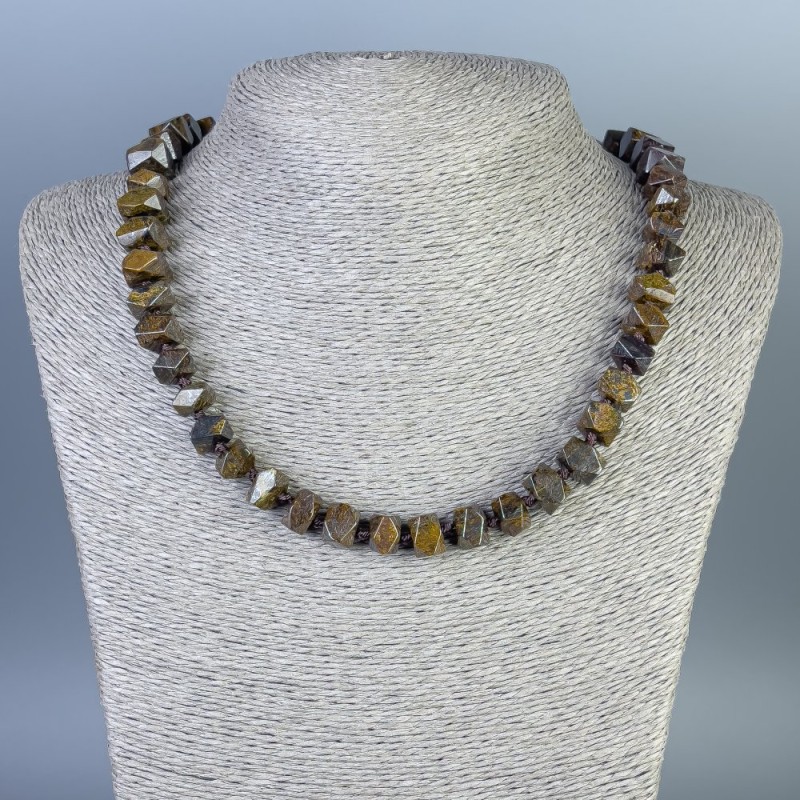 Bronzite Faceted Necklace, diameter 10x6-9mm+-, length 50cm+- with clasp