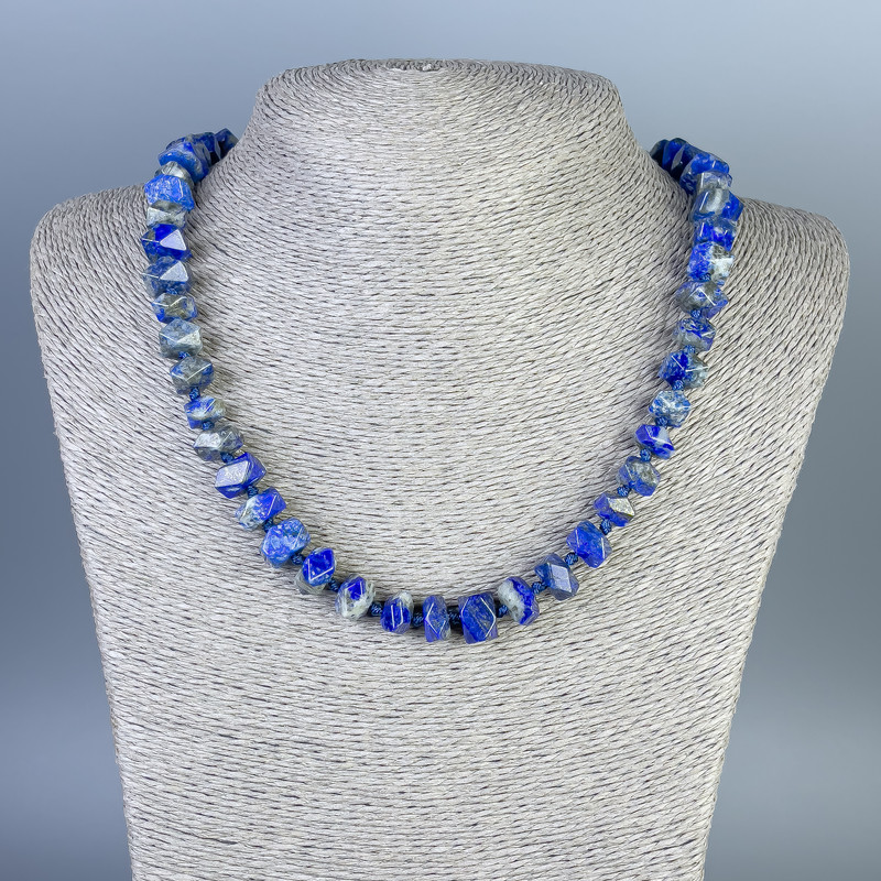 Lapis Lazuli Faceted Necklace, diameter 10x6mm+-, length 50cm+- with clasp