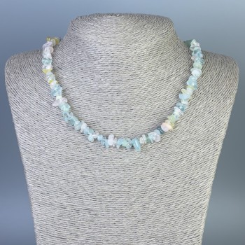 Morganite Chip Necklace, diameter 4-12x2-4mm+-, length 45cm+- with clasp