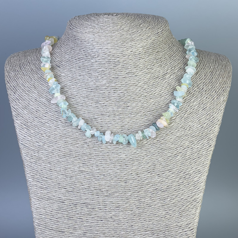 Morganite Chip Necklace, diameter 4-12x2-4mm+-, length 45cm+- with clasp
