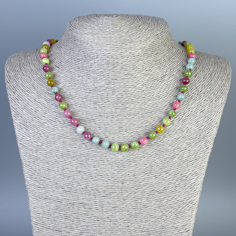 Tourmaline Necklace, smooth round beads 6mm+/-, length 50cm+/- with clasp