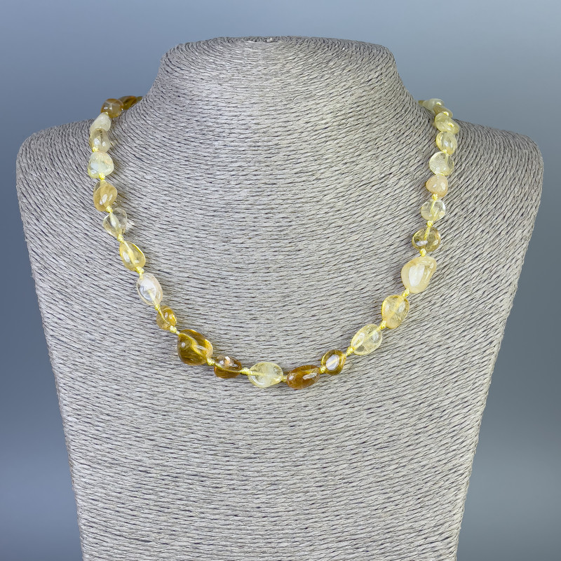 Citrine Necklace, tumbled stones 8-14x8-12mm+/-, length 50cm+/- with clasp