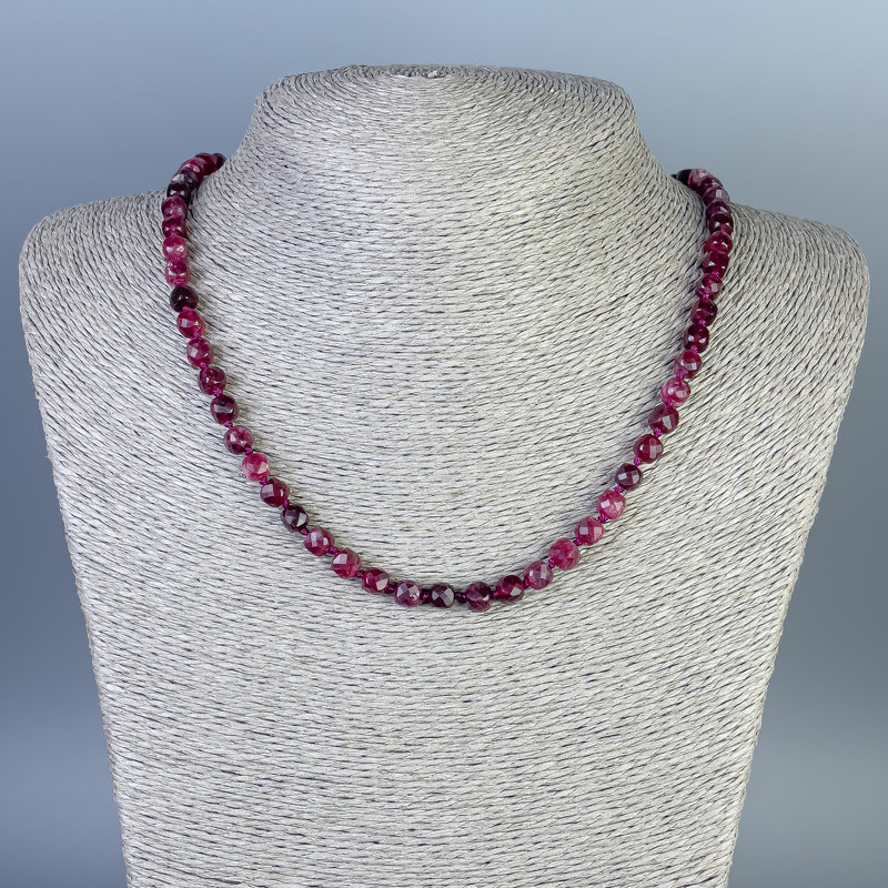 Tourmaline Faceted Cube Necklace, 6x5.5mm+-, length 50cm+- with clasp
