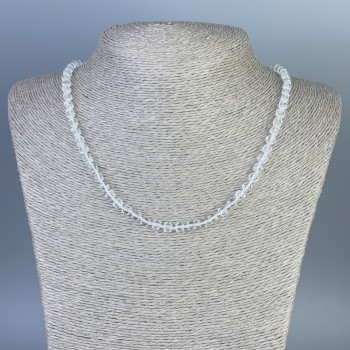Necklace Rock Crystal faceted cube 4.5x4.5mm+-, length 50cm+- with clasp