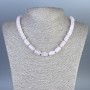 Rose Quartz Necklace, rounded cylinder, diameter 14x8mm+/-, length 45cm+/- with clasp