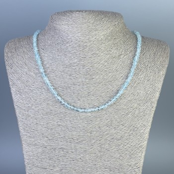 Topaz Necklace, faceted cube 4x4mm+/-, length 45cm+/- with clasp