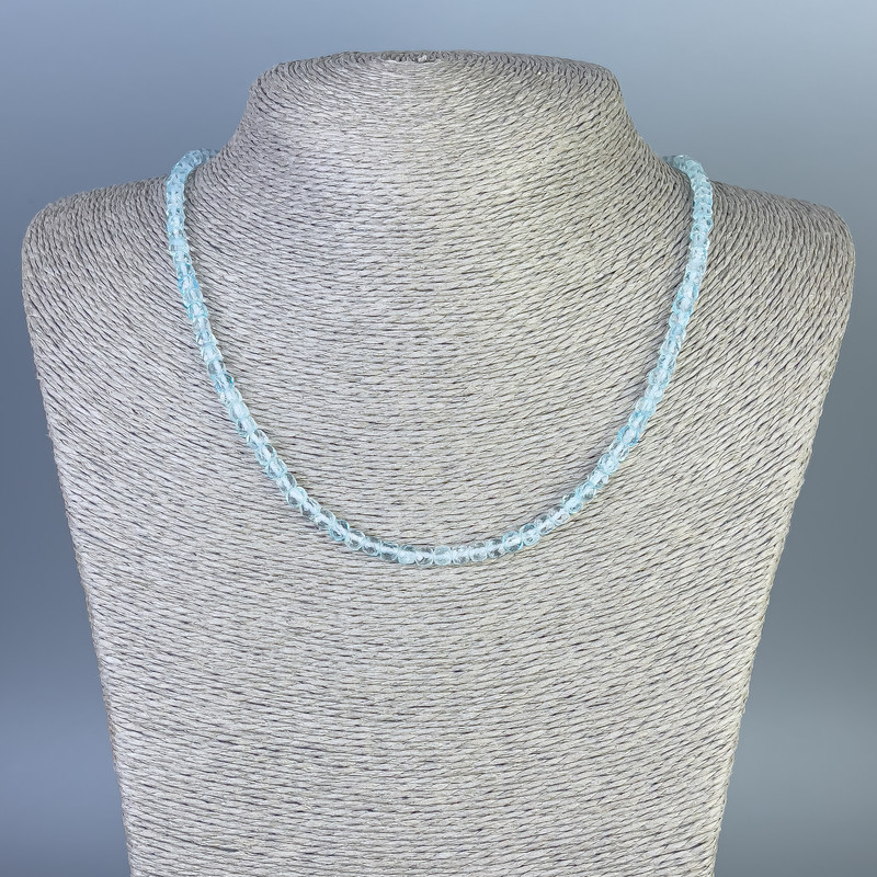 Topaz Necklace, faceted cube 4x4mm+/-, length 45cm+/- with clasp