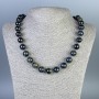 Hawk's Eye Necklace, smooth round beads, diameter 12mm+/-, length 50cm+/- with clasp