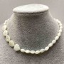 Choker Mother-of-Pearl Grains, size 5.5x9mm+-, heart 12x12x4mm+, silver-toned metal, length 35-42cm+- with extension chain