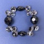 Bracelet Murano Glass Butterfly, size 15x12mm+-, Agate Faceted Round Bead 18mm+-, faceted barrel 16x12mm+-, length 18cm+- stretch