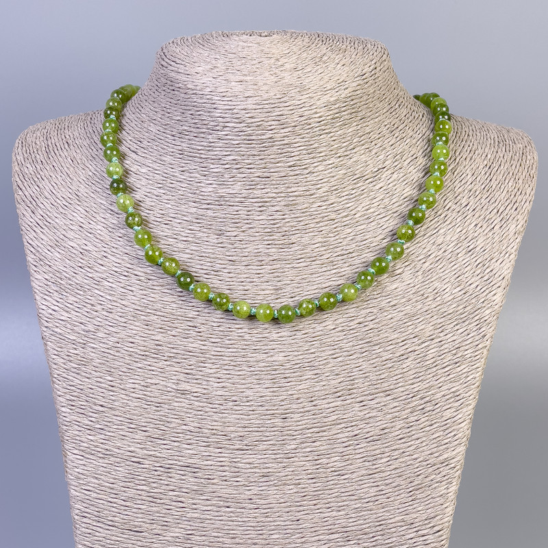 Jadeite Necklace, Smooth Bead, Diameter 6mm+/-, Length 45cm+/- with Clasp