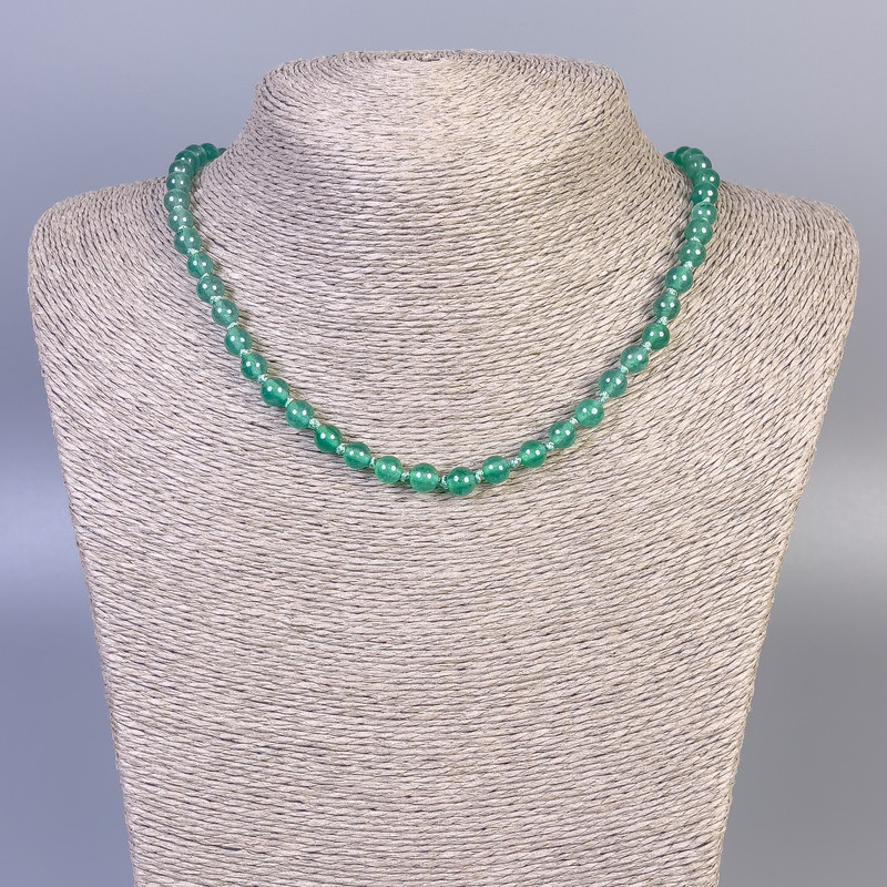 Jade (Imitation) Necklace Smooth Round, Diameter 6mm+-, Length 45cm+- with Clasp