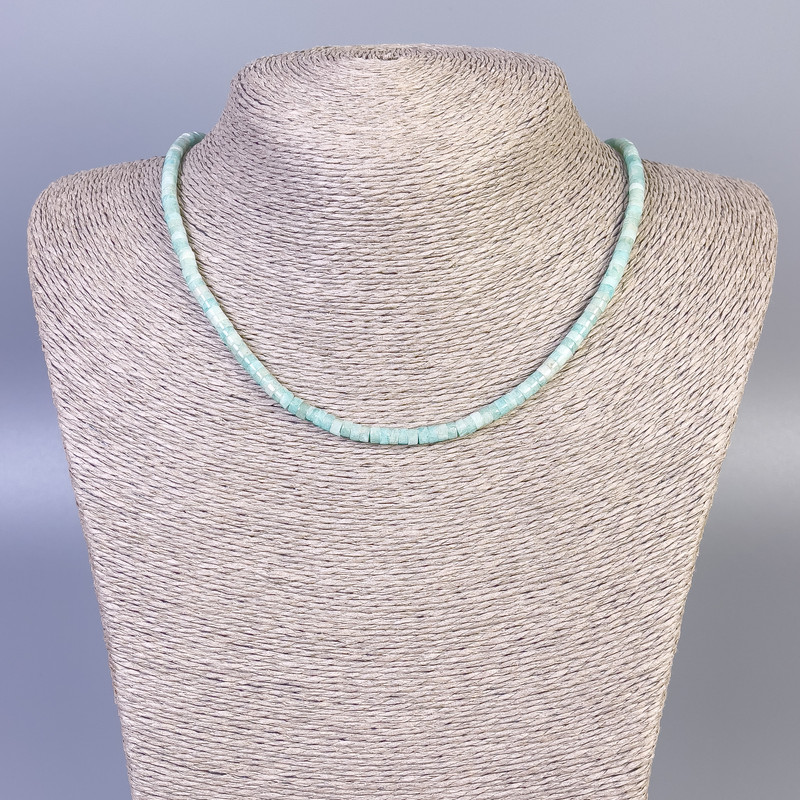 Amazonite Necklace, rondelle, diameter 4x2mm+/-, length 45cm+/- with clasp