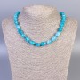 Necklace Aquamarine Tumbled, diameter 12x9mm+-, length 45cm+- with clasp