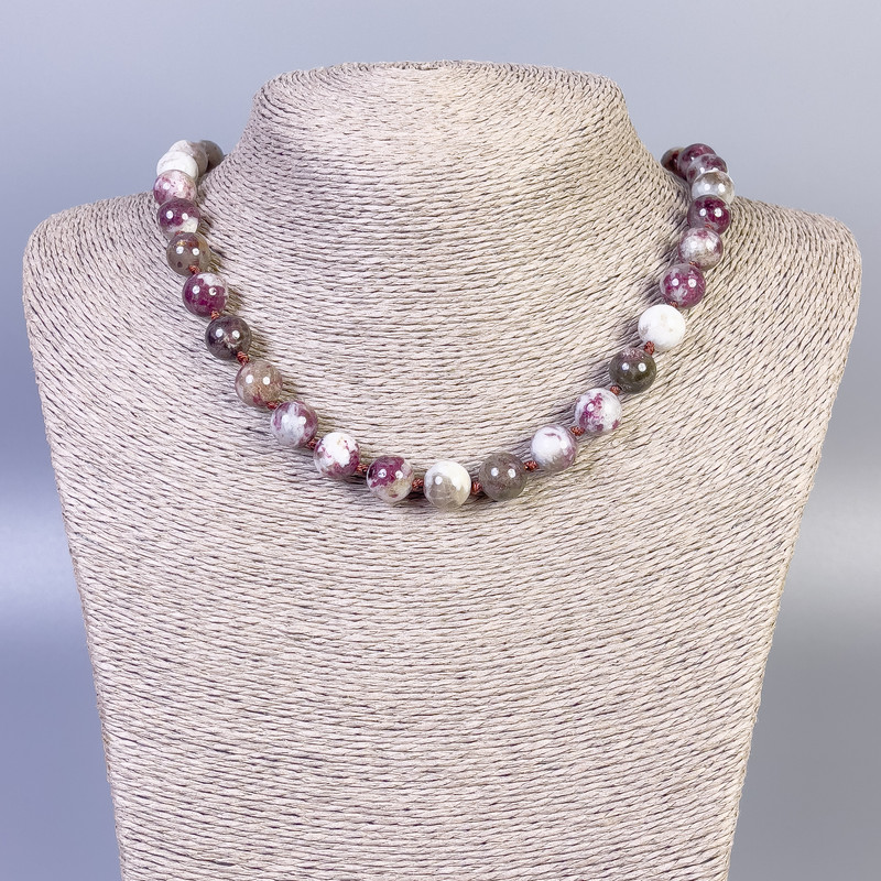 Tourmaline Necklace, Smooth Round Beads, Diameter 10mm+-, Length 45cm+- with Clasp