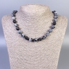 Snowflake Obsidian Apache Tears Necklace, faceted round beads, diameter 10mm+/-, length 50cm+/- with clasp