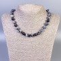 Snowflake Obsidian Apache Tears Necklace, faceted round beads, diameter 10mm+/-, length 50cm+/- with clasp