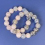 Rose Quartz & Dragon Vein Agate Bracelet Set, smooth round beads, diameter 12mm+/-, length 18cm+/- stretch