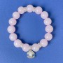 Rose Quartz Bracelet, Smooth Bead, Diameter 12mm+/- with Metal Inserts, Length 18cm+/- Stretch