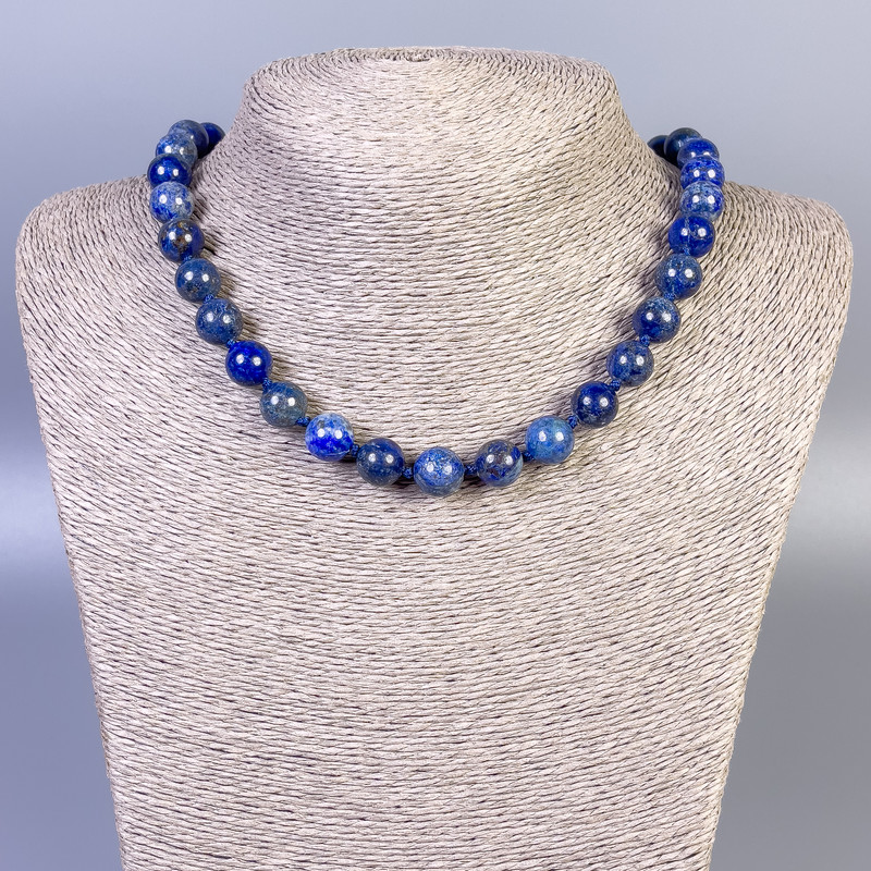 Lapis Lazuli Necklace Smooth Round, Diameter 10mm+-, Length 45cm+- with Clasp