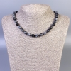 Snow Obsidian Apache Tears Necklace, Faceted Bead, Diameter 8mm+/-, Length 50cm+/- with Clasp