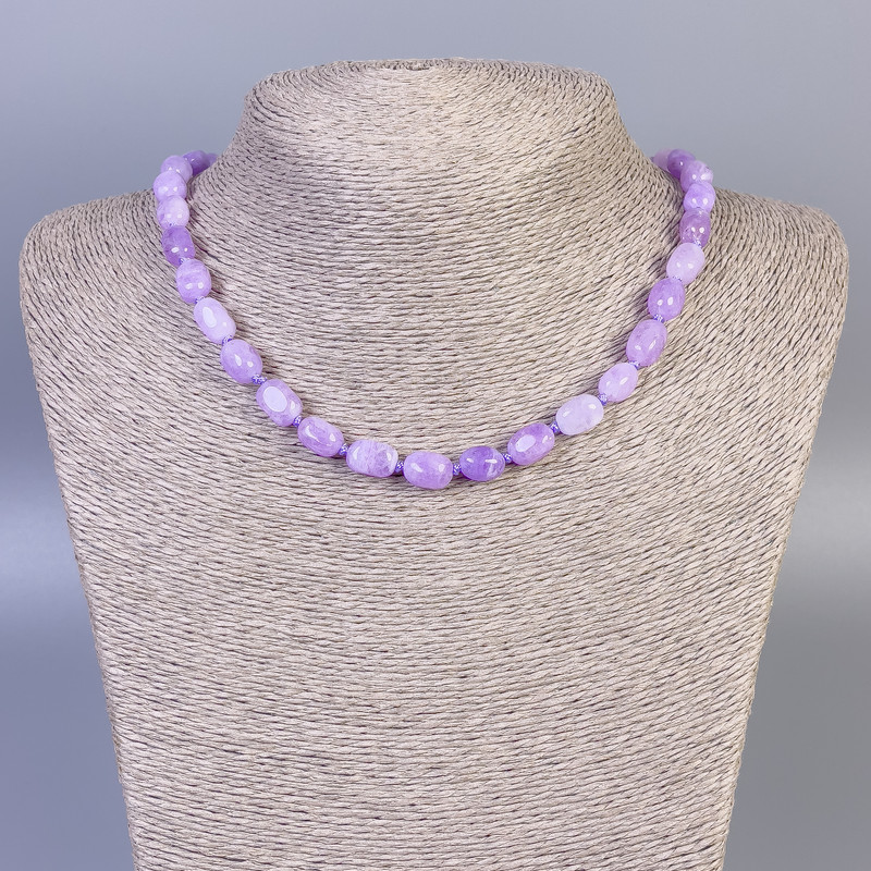 Lavender Amethyst Necklace Tumbled, Diameter 11x7mm+-, Length 45cm+- with Clasp