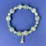 Moss Agate Bracelet Smooth Round Beads, Diameter 6mm+, Diameter 10mm+/- with Metal Spacers, Length 18cm +/- Stretch