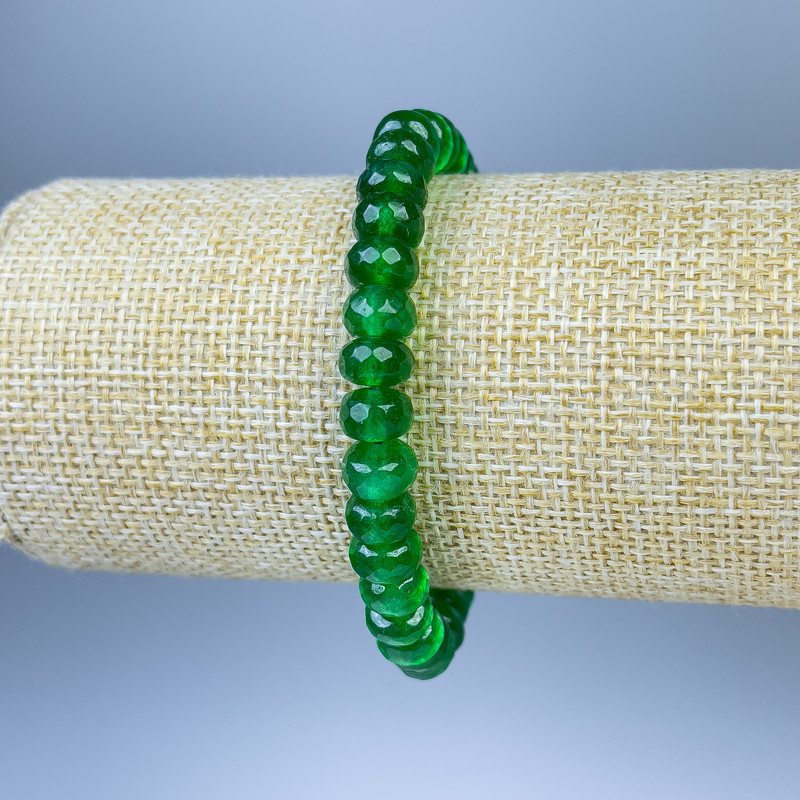 Chrysoprase Bracelet Faceted Rondelle, Diameter 8x5mm+/-, Length 18cm +/- Stretch