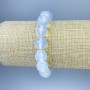 Moonstone Bracelet Faceted Round Beads, Diameter 12mm+/-, Length 18cm +/- Stretch