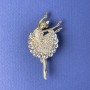 Ballerina Brooch White Rhinestones 51x26mm+/- Gold Metal