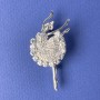 Ballerina Brooch White Rhinestones 51x26mm+/- Silver Metal