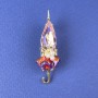 Brooch Umbrella Pink Crystal with Pearls 46x16mm+- gold metal