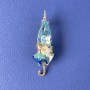 Umbrella Brooch, Blue Crystal with Pearl Beads, 46x16mm+-, Gold-Tone Metal