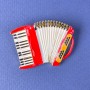 Brooch Harmonica red white black enamel golden metal 42x31mm+