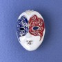 Mask Brooch White Black Burgundy Enamel White Rhinestones Silver Metal 27x39mm+