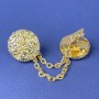 Cardigan Brooch Gold-Tone Metal, Diameter 20mm+/- Chain, Length 9cm+