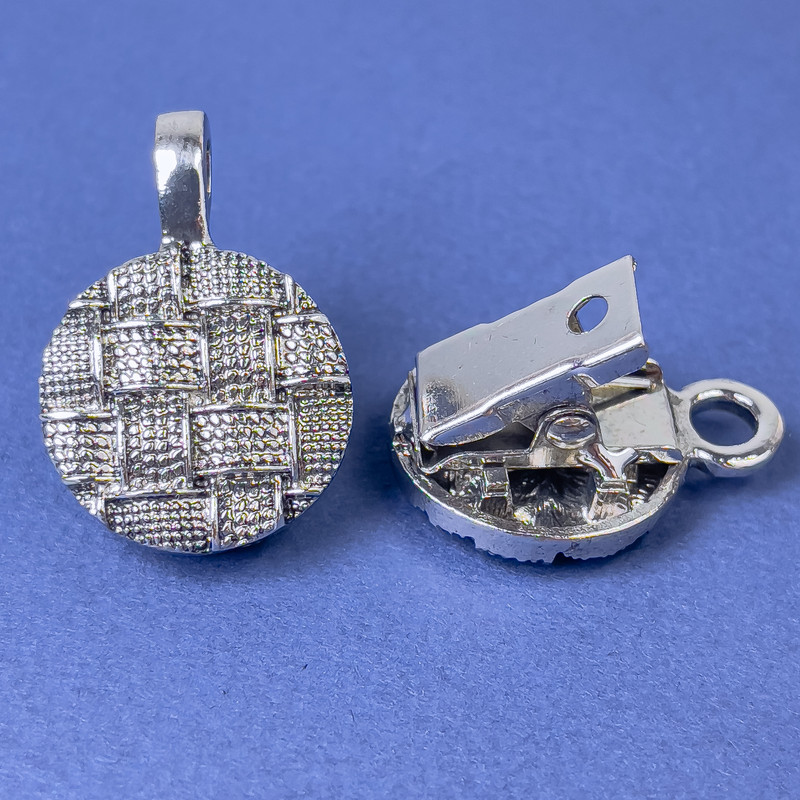 Cardigan Clip Brooch, Dark Silver-Tone Metal, Diameter 20mm+-, Length 52mm+