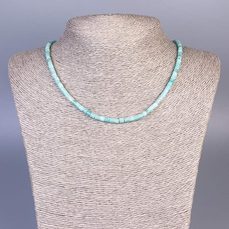 Amazonite Necklace natural stone faceted, diameter 4x4mm+/-, length 45cm+/- with clasp
