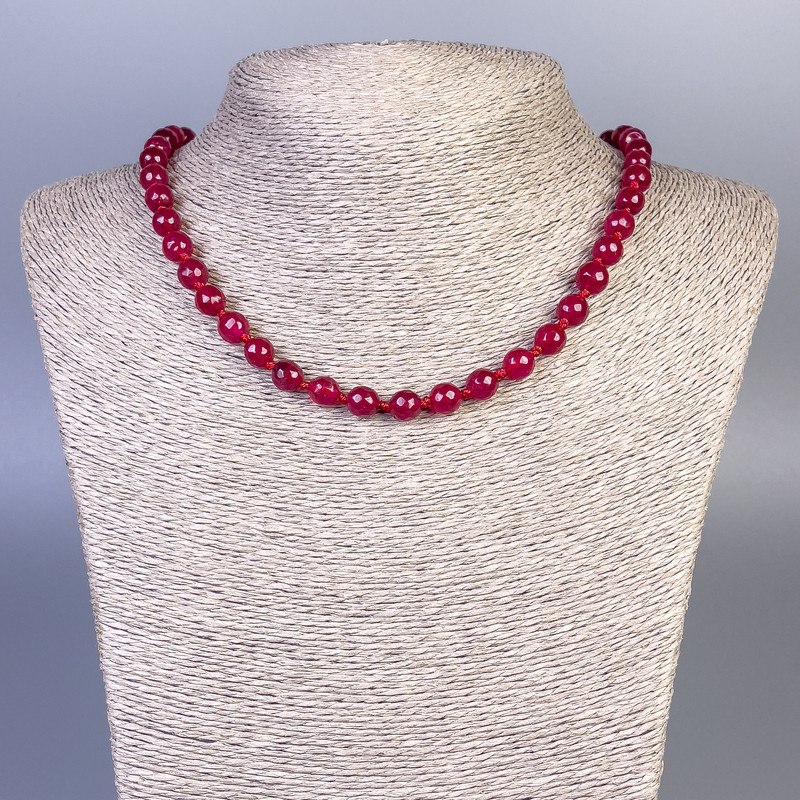 Tourmaline (Synthetic) Necklace, faceted round beads, 8mm+/- diameter, 50cm+/- length with clasp