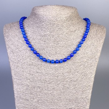 Lapis Lazuli Necklace (Acrylic Imitation) Smooth Bead, Diameter 6mm+/-, Length 50cm+/- with Clasp