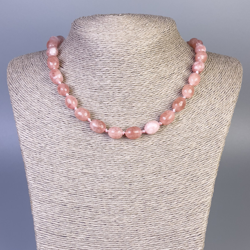 Strawberry Quartz Necklace tumbled, diameter 13x11mm+/-, length 45cm+/- with clasp