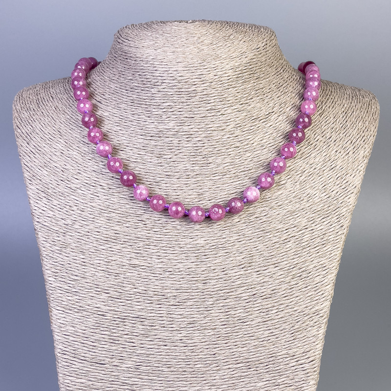 Rubellite Tourmaline Necklace, smooth round beads, 8mm+/- diameter, 50cm+/- length with clasp