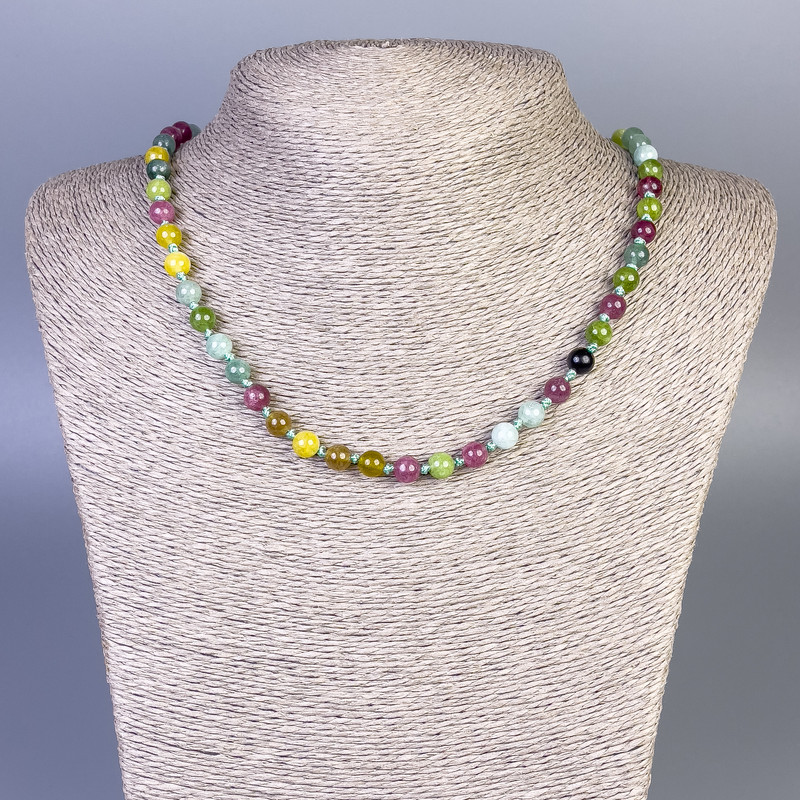 Tourmaline Necklace smooth ball, diameter 6mm+/-, length 45cm+/- with clasp