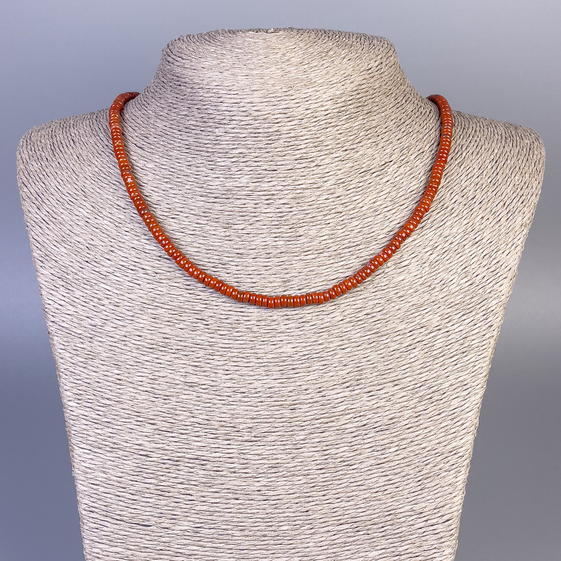 Red Jasper Necklace Rondelle, Diameter 4x2mm+/-, Length 45cm+/- with Clasp