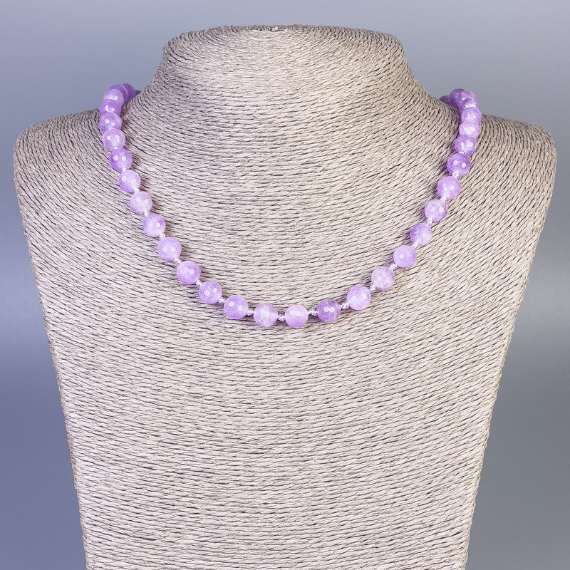 Amethyst Necklace Faceted Bead, Diameter 8mm+/-, Length 50cm+/- with Clasp