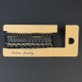 Triple Eco Leather Bracelet, Adjustable Drawstring, Length 18-24cm+/- Beads 6mm+/-, 18cm Stretch