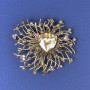 Clearance! 'Accent' Brooch, Yellow Rhinestones and Yellow Crystal, Bronze Gold-Tone Metal, 55mm+ Diameter