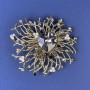 Accent Brooch with Grey Rhinestones and Grey Crystal, Bronze-Gold Metal, 55mm Diameter +