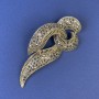 Sale! Brooch Grey Rhinestones Bronze Gold-Tone Metal, 78x33mm diameter +